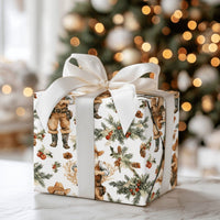 Rustic Country Christmas Gift Wrap, Western Cowboy Santa Wrapping Paper, Cowboy Hat Santa Holiday Paper, Pinecone Present Wrapping Roll