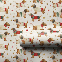 Sausage Dog Sweater Gift Wrap, Dachshund Christmas Wrapping Paper, Holiday Weiner Dog Gift Wrap, Adorable Pet Lover Paper