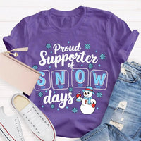 Science Teacher Christmas Shirt, Proud Supporter of Snow Days Shirt, Humorous Winter Snowman T-Shirt, Snowflake Graphic Tee, Teacher Present