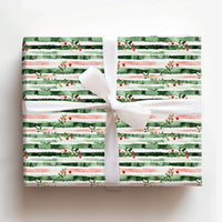 Watercolor Holiday Gift Wrap, Pink Green Striped Berry Wrapping Paper, Artistic Christmas Wrapping Paper, Festive Winter Present Gift Wrap