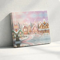 Whimsical Winter Candy Village Canvas Print, Christmas Gingerbread House Wall Art, Festive Holiday Canvas Decor, Xmas Home Art Present