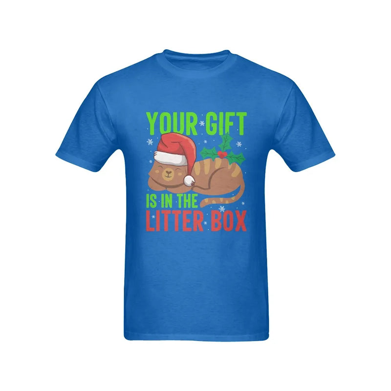 Humorous Christmas Cat Shirt, Your Present Is in the Litter Box Cat Shirt, Sarcastic Holiday Cat Graphic Tee, Retro Xmas Kitten Lover T-Shirt