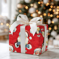 Humorous Red Christmas Gift Wrap, Santa Drinking White Wine Wrapping Paper, Jolly Santa Wine Lover Wrapping Paper, Holiday Party Gift Wrap Roll