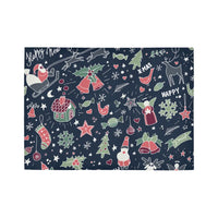 Festive Holiday Pattern Area Rug, Christmas Doodle Runner Rug, Adorable Winter Floor Runner Rug, Xmas Hallway Carpet, Holiday Home Decor Rug