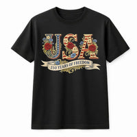 USA 250 Years of Freedom T-Shirt | Vintage Floral American Flag Design | Premium Cotton Tee | Patriotic Gift for Fourth of July 2026