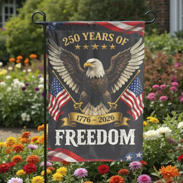 Patriotic American Eagle Garden Flag | 250 Years of Freedom 1776-2026 Semiquincentennial | Double-Sided Premium Weather-Resistant Polyester | Collector's Yard Decor Gift