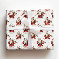 Watercolor Christmas Wrapping Paper Roll, Musical Santa Violinist Wrapping Paper, Classical Music Gift Wrap, Holiday Santa Wrapping Paper