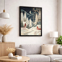 Winter Night Snowscape Canvas Print, Christmas Village Canvas Art, Comfy Holiday Town Canvas Wall Art, Snowy Scene Wall Decor, Christmas Present