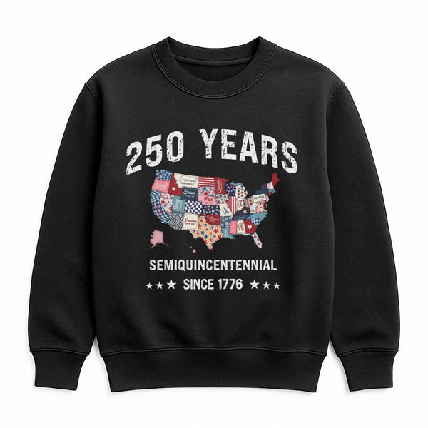 USA 250 Years Sweatshirt | Semiquincentennial Since 1776 Vintage Map Design | Soft Cotton Polyester Blend | Gift for American History Lovers