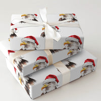 Santa Hat Eagle Gift Wrap Roll, Patriotic Bald Eagle Christmas Wrapping Paper, Holiday Bird Wrapping Paper, American Patriotic Gift Wrap