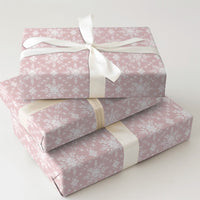 Lace Winter Holiday Gift Wrap, Pink Snowflake Wrapping Paper, Pastel Christmas Wrapping Paper, Festive Snowflake Present Paper, Xmas Gift Wrap