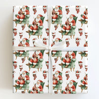 Knitter Santa Claus Armchair Wrapping Paper, Knitting Santa Wrapping Paper, Vintage Christmas Wrapping Paper, Comfy Holiday Gift Wrap Roll