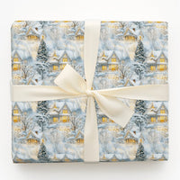Snowy Christmas Cottage Gift Wrap, Winter Village Wrapping Paper, Comfy Holiday Town Wrapping Paper, Nostalgic Winter Present Present Packaging