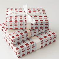 Buffalo Plaid Santa Claus Gift Wrap, Cartoon Santa Wrapping Paper, Adorable Santa Grid Christmas Wrapping Paper, Holiday Gift Wrap Roll