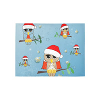 Cartoon Santa Hat Holiday Hallway Rug, Christmas Owl Runner Rug, Non-Slip Winter Kitchen Mat, Festive Xmas Area Rug, Home Present