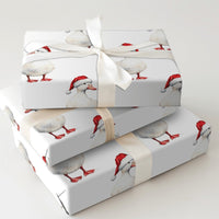 Watercolor Santa Hat Duck Gift Wrap, Christmas Duck Wrapping Paper, Adorable Holiday Bird Paper, Festive Animal Lover Xmas Gift Wrapping Paper