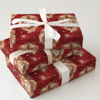 Red Snowflake Gift Wrap, Watercolor Lion Christmas Wrapping Paper, Wildlife Winter Holiday Wrapping Paper, Animal Lover Holiday Gift Wrap