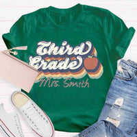 Personalized Grade And Name Retro 3rd Grade Teacher Shirt