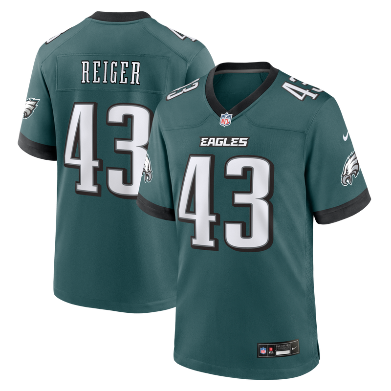 Philadelphia Eagles Mason Reiger Midnight Green Team Game Jersey