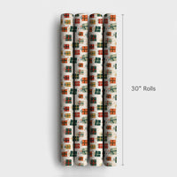 Whimsical Gift Box Wrap, Colorful Present Wrapping Paper, Retro Christmas Boxes Wrapping Paper, Festive Winter Holiday Wrapping Paper
