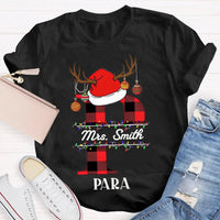 P Is for Para Holiday Shirt, Personalized Para Santa Hat Christmas T-Shirt, Paraprofessional Christmas Tee, Adorable Para Xmas Graphic Shirt