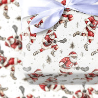 Sporty Lacrosse Christmas Gift Wrap, Lacrosse Santa Wrapping Paper, Lax Santa Holiday Wrapping Paper, Lacrosse Player Christmas Gift Wrap