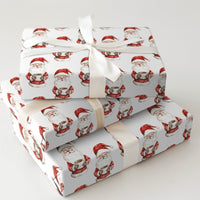Watercolor Christmas Gift Wrap, Santa Drinking Cocoa Wrapping Paper, Comfy Santa Claus Wrapping Paper Roll, Festive Holiday Present Wrap
