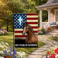 250 Years of Blessings Garden Flag | American Horse Cross Design 1776-2026 | Double-Sided Patriotic Christian Decor | Premium Weather-Resistant Outdoor Flag