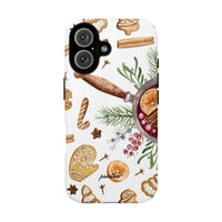 Watercolor Gingerbread Mulled Wine Holiday iPhone Case, Christmas Baking Phone Case for iPhone, Dual Layer Tough Phone Cover, Baker Present