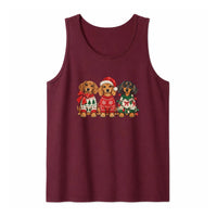 Wiener Dog Christmas Tank, Christmas Dachshund Tank Top, Retro Holiday Dachshund Sleeveless Tee, Adorable Dog Lover Xmas Present
