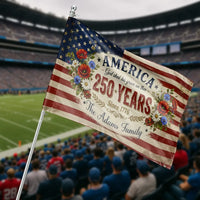 America 250 Years House Flag | Personalized Patriotic Floral Semicircle Design Since 1776| Premium Double-Sided Weather-Resistant Outdoor Flag | Commemorative Gift for Patriotic Families