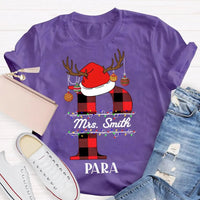 P Is for Para Holiday Shirt, Personalized Para Santa Hat Christmas T-Shirt, Paraprofessional Christmas Tee, Adorable Para Xmas Graphic Shirt