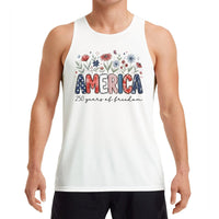 America 250 Years Of Freedom Tank Top | Patriotic Floral Graphic | Breathable Unisex Tee | 4th Of July Independence Day Gift