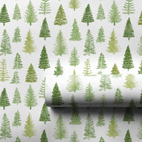 Rustic Woodland Holiday Gift Wrap, Watercolor Pine Tree Wrapping Paper, Winter Evergreen Wrapping Paper, Forest Christmas Tree Present Wrap