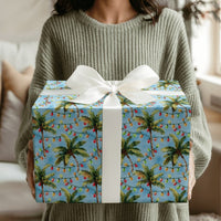 Tropical Beach Holiday Gift Wrap, Palm Tree Christmas Wrapping Paper, Coastal Christmas Tree Wrapping Paper, Island Festive Gift Wrap