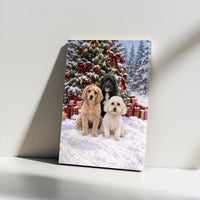 Snowy Christmas Tree Dog Wall Art, Christmas Dogs Canvas, Holiday Dog Canvas Print, Festive Pet Wall Decor, Dog Lover Christmas Present