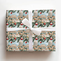 Watercolor Colosseum Gift Wrap, Rome Christmas Wrapping Paper, Snowy Italy Holiday Wrapping Paper, European Travel Winter Wrapping Paper