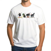 Humorous Kitty Holiday Pet Graphic Tee, Black Cat Santa Christmas T-Shirt, Adorable Spooky Xmas Cat Lover Shirt, Festive Animal Top