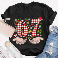 Candy Cane Snowflakes Christmas T-Shirt, Six to Seven Santa Hat Shirt, Festive Holiday Graphic Tee, Winter Xmas Shirt, Christmas Family Present