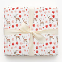 Floral Holiday Gift Wrap, Watercolor Reindeer Wrapping Paper, Elegant Stag Christmas Wrapping Paper, Winter Botanical Gift Wrapping Paper