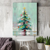 Painterly Holiday Canvas Print, Abstract Christmas Tree Wall Art, Festive Seasonal Poster, Modern Xmas Digital Download, Winter Art Present