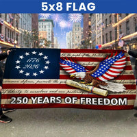 250 Years of Freedom Flag | We The People Patriotic 1776-2026 | Double-Sided Polyester Grommet Flag | Americana Anniversary Gift