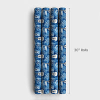 Winter Snowflake Music Gift Wrap, Acoustic Guitar Wrapping Paper, Blue Musician Wrapping Paper, Christmas Holiday Present Gift Wrap