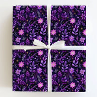 Celestial Floral Wrapping Paper, Purple Poinsettia Wrapping Paper, Dark Botanical Wrapping Paper, Elegant Christmas Gift Wrap