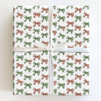 Red and Green Ribbon Gift Wrap, Hand Drawn Bows Wrapping Paper, Festive Christmas Bows Wrapping Paper, Holiday Present Wrapping Paper