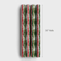 Red Green Gold Gift Wrap, Watercolor Stripe Wrapping Paper, Artistic Brushstroke Wrapping Paper, Festive Christmas Holiday Wrapping Paper