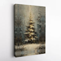 Winter Forest Snowy Landscape Poster, Christmas Tree Canvas Art Print, Impressionist Christmas Canvas, Printable Digital Download Art