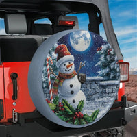 Moonlight Winter Scene Tire Cover, Christmas Snowman Spare Tire Cover, Xmas Holiday Spare Tire Cover, Festive SUV Jeep RV Owner Present