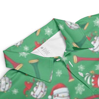 Humorous Christmas Golf Polo, Santa Hat Golf Ball Polo Shirt, Holiday Party Patterned Shirt, Festive Golfer Short Sleeve Polo