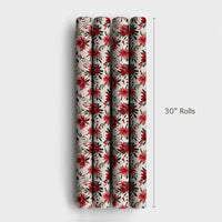 Winter Berry Holiday Gift Wrap, Watercolor Poinsettia Wrapping Paper, Floral Christmas Wrapping Paper, Botanical Holiday Gift Wrap Roll